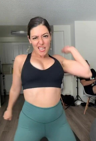 5. Sultry Josette Pimenta in Olive Leggings and Bouncing Boobs