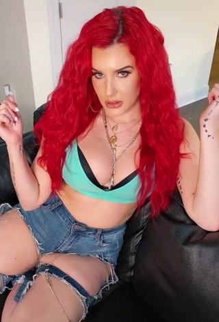 Cute Justina Valentine Shows Cleavage in Green Crop Top