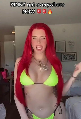 Titillating Justina Valentine in Lime Green Bikini