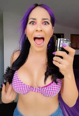 5. Sweetie Karla Bustillos Shows Cleavage in Checkered Bikini Top