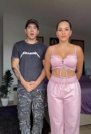 Luscious Karla Bustillos Shows Cleavage in Pink Crop Top