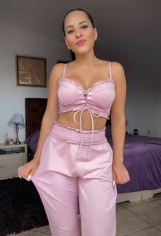 3. Titillating Karla Bustillos Shows Cleavage in Pink Crop Top