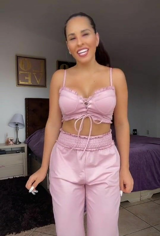 5. Titillating Karla Bustillos Shows Cleavage in Pink Crop Top