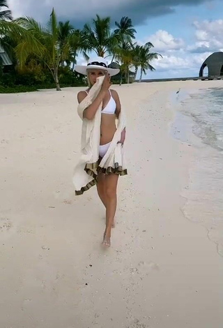 2. Sultry Klava Koka in White Bikini at the Beach