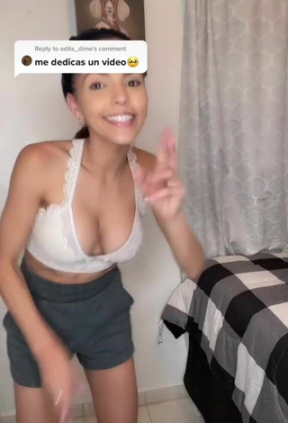 Sexy Krystyn Abril Shows Cleavage in White Crop Top