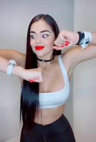 3. Sexy Nathalia Segura Mena Shows Cleavage in White Crop Top