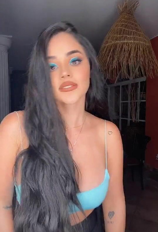 4. Beautiful Nathalia Segura Mena Shows Cleavage in Sexy Blue Crop Top