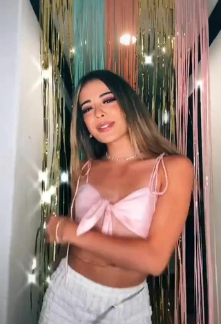 2. Sexy Lauren Kettering in Pink Crop Top