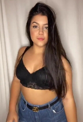 Titillating Luiza Parente in Black Crop Top