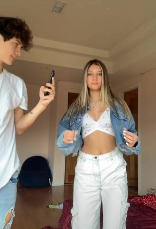 2. Sexy Mads Lewis Shows Cleavage in White Crop Top