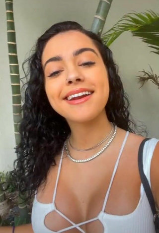 3. Cute Malu Trevejo Shows Cleavage in White Crop Top (Underboob)