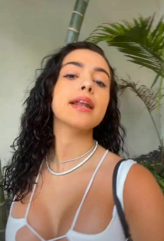 5. Cute Malu Trevejo Shows Cleavage in White Crop Top (Underboob)