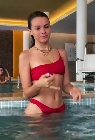 3. Sultry Mar Lucas Vilar in Red Bikini at the Pool