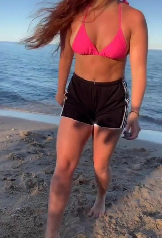 Wonderful Mikaila Murphy in Pink Bikini Top at the Beach