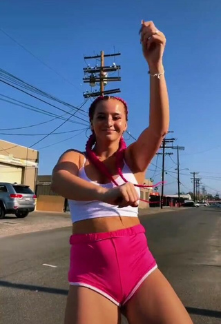 Cute Mikaila Murphy Shows Cleavage in White Crop Top in a Street