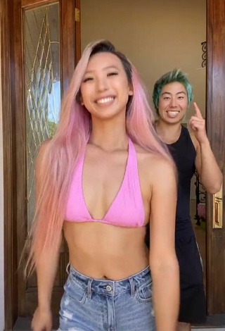 Hot Michelle Chin in Pink Bikini Top