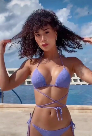 Hottie Eva Gutowski in Purple Bikini at the Swimming Pool