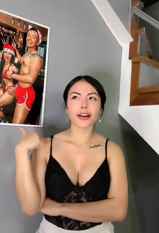 3. Sexy Natalia Shows Cleavage in Black Top