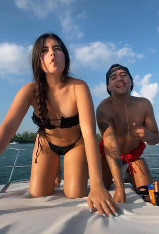 Sexy Nicole García in Black Bikini on a Boat