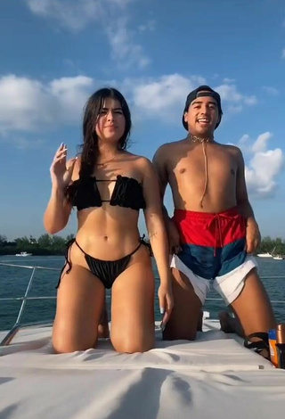 2. Sexy Nicole García in Black Bikini on a Boat