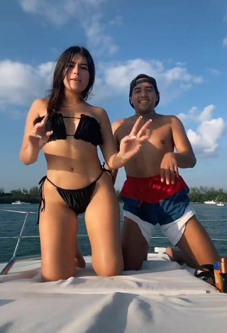 3. Sexy Nicole García in Black Bikini on a Boat