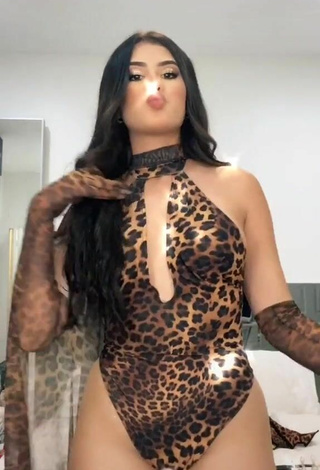 Sultry Nicole García in Leopard Swimsuit