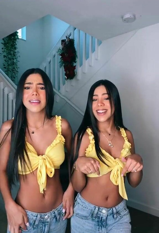 3. Sultry Melanie & Meila Shows Cleavage in Crop Top