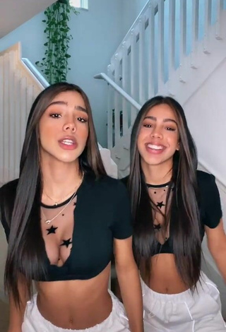 Titillating Melanie & Meila in Black Crop Top