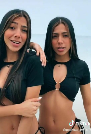 5. Cute Melanie & Meila in Black Crop Top at the Beach