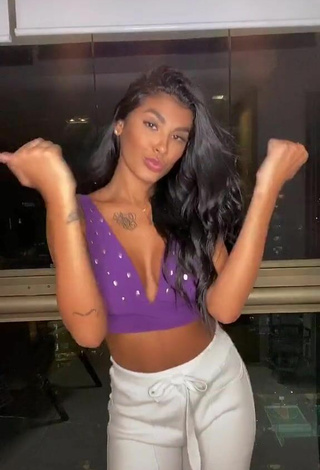 1. Hot Jully Oliveira in Violet Crop Top