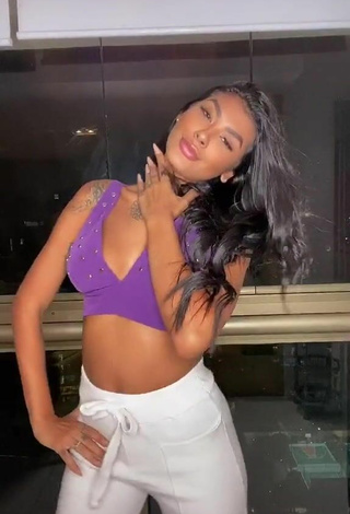 2. Hot Jully Oliveira in Violet Crop Top