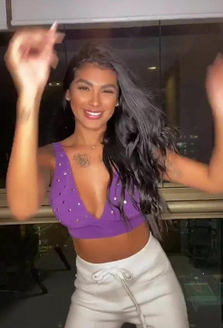 3. Hot Jully Oliveira in Violet Crop Top