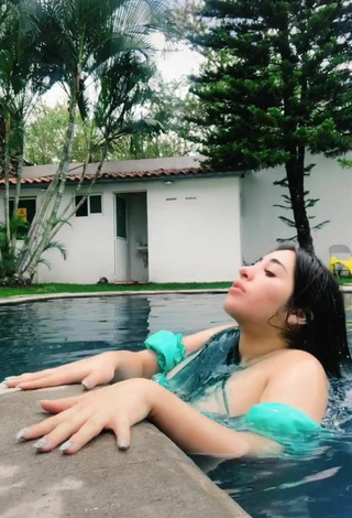 Cute Ana Daniela Martínez Buenrostro in Green Bikini at the Swimming Pool