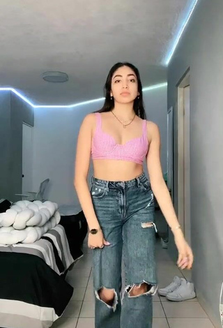 Beautiful Rosalinda Salinas in Sexy Pink Crop Top