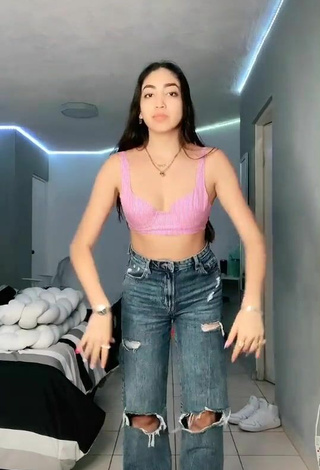 4. Beautiful Rosalinda Salinas in Sexy Pink Crop Top