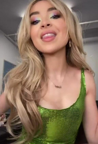 2. Sultry Sabrina Carpenter in Green Dress