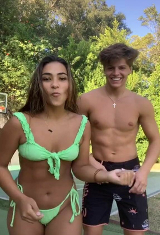 4. Sienna Mae Gomez Looks Seductive in Green Bikini