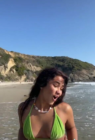 Sexy Sienna Mae Gomez in Light Green Bikini Top