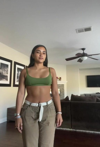 Sexy Sienna Mae Gomez in Green Bra