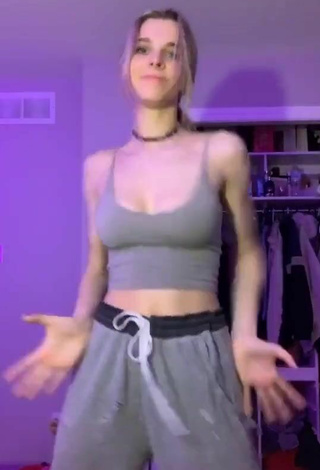 6. Cute Ashley Matheson Shows Cleavage in Crop Top and Bouncing Boobs