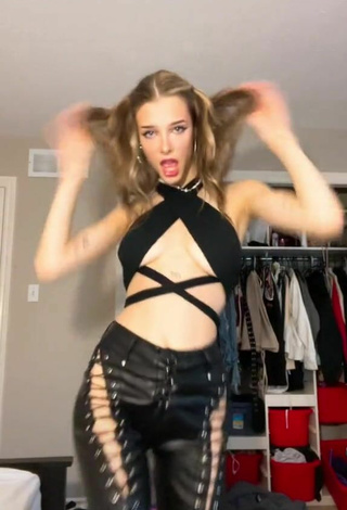 2. Ashley Matheson in Hot Black Crop Top (Side Boob)