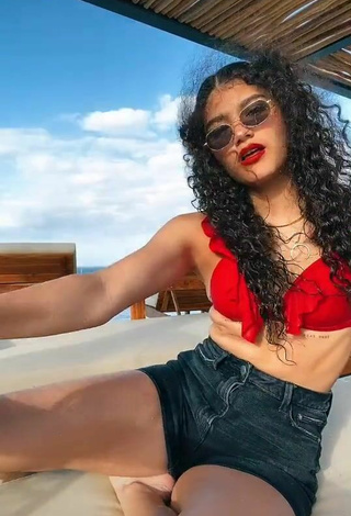 Cute Sofia Mata in Red Bikini Top