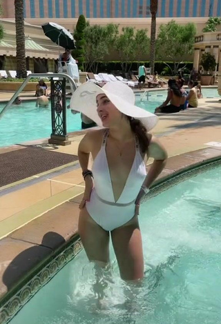 2. Sultry Sophia Talamas in White Swimsuit at the Swimming Pool