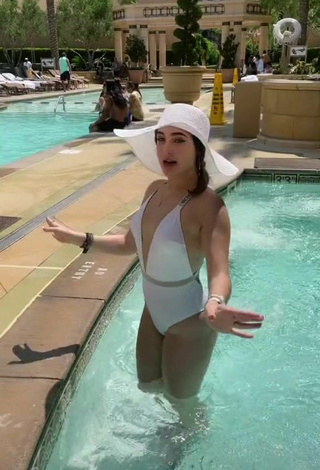 4. Sultry Sophia Talamas in White Swimsuit at the Swimming Pool