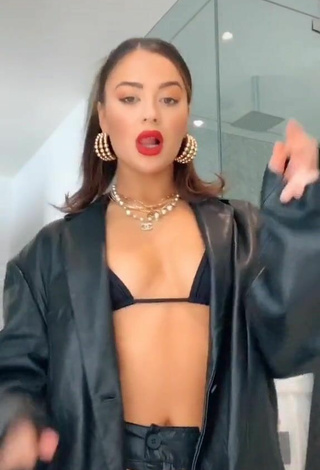 Cute Tessa Brooks in Black Bikini Top