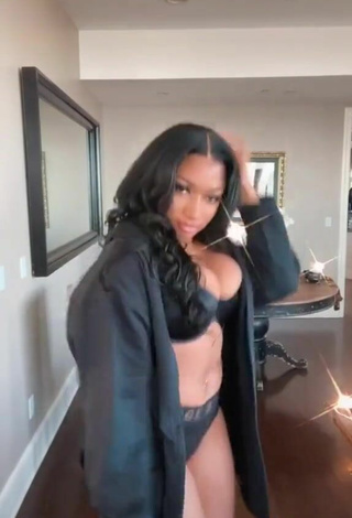 4. Sultry Megan Thee Stallion Shows Cleavage in Black Lingerie