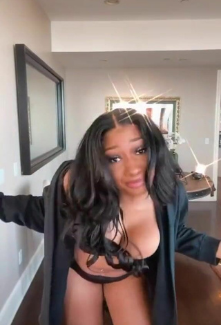 6. Sultry Megan Thee Stallion Shows Cleavage in Black Lingerie