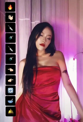 Sultry Trà Đặng in Red Dress