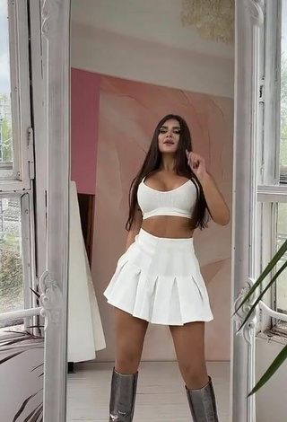 Sultry Valeriya Bearwolf in White Skirt