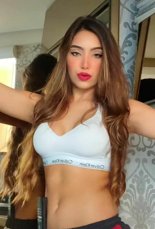 5. Sultry Vanessa Lopes in White Sport Bra while doing Belly Dance